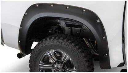 Black Pocket/Rivet Style Smooth Finish Rear Fender Flares For 2007-2013 Toyota Tundra Bushwacker
