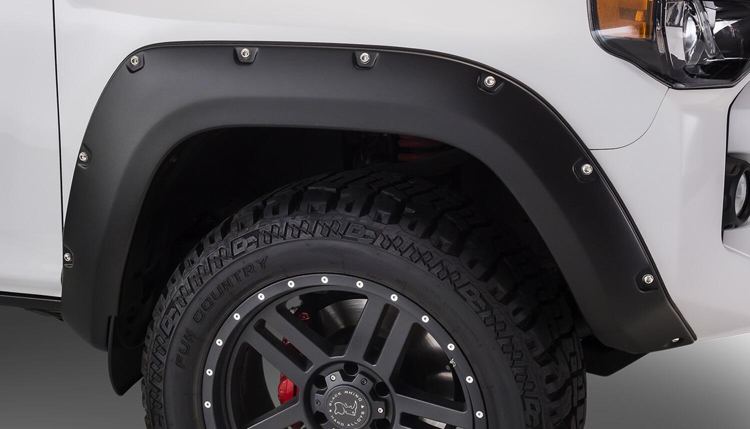 Black Pocket/Rivet Style Smooth Finish Front Fender Flares For 2014-2022 Toyota 4Runner (Excludes Limited) Bushwacker