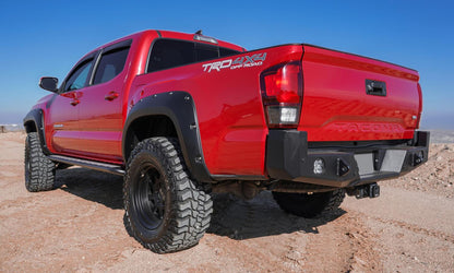 Black Pocket/Rivet Style Smooth Finish Rear Fender Flares For 2016-2022 Toyota Tacoma Bushwacker