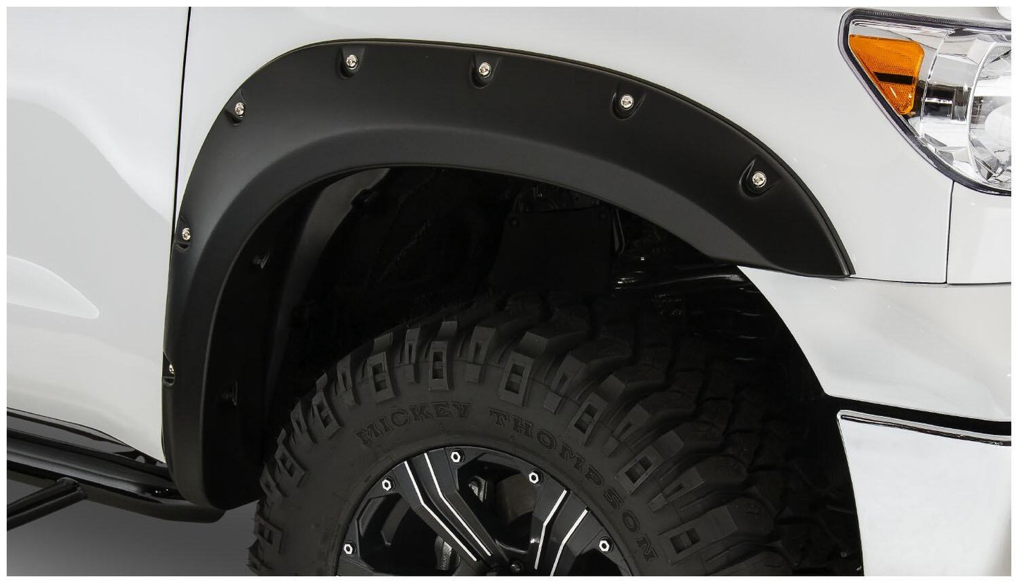 Black Pocket/Rivet Style Smooth Finish 4-Piece Fender Flare Set For 2007-2013 Toyota Tundra Bushwacker