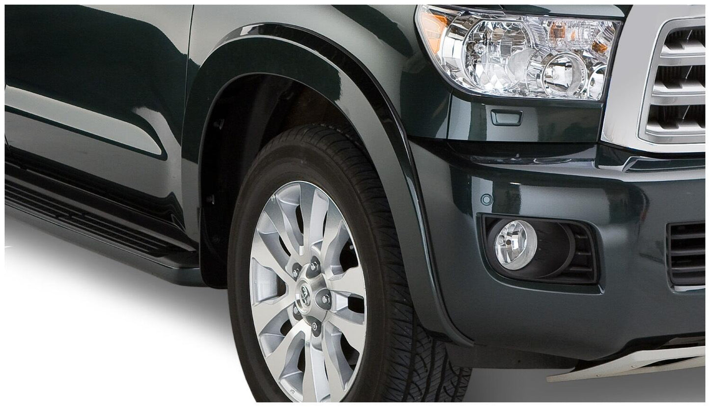 Black OE Style Smooth Finish 4-Piece Fender Flare Set For 2008-2015 Toyota Sequoia W/Factory Mudflaps Bushwacker