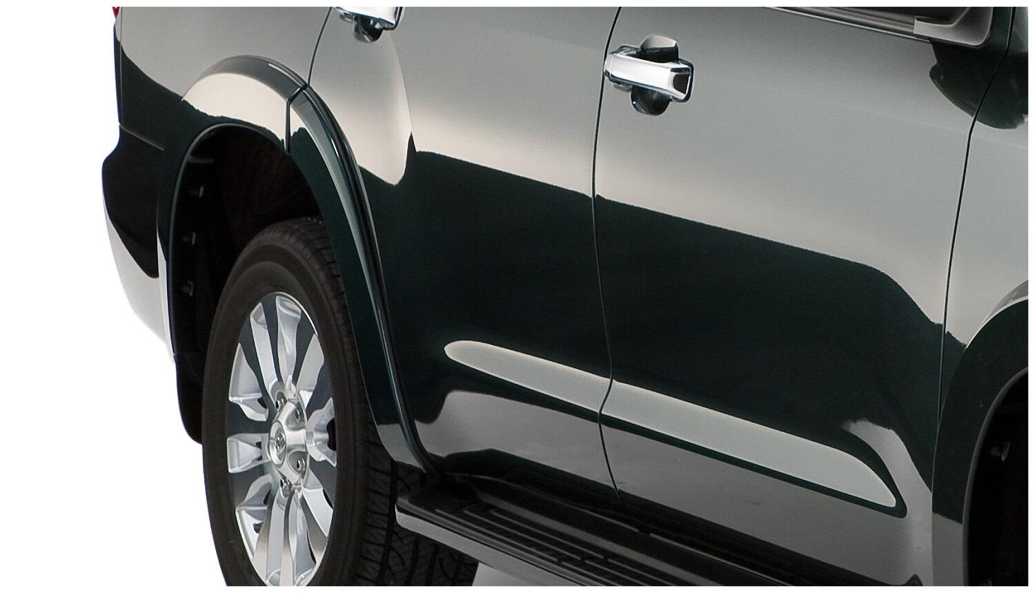 Black OE Style Smooth Finish 4-Piece Fender Flare Set For 2008-2015 Toyota Sequoia W/Factory Mudflaps Bushwacker