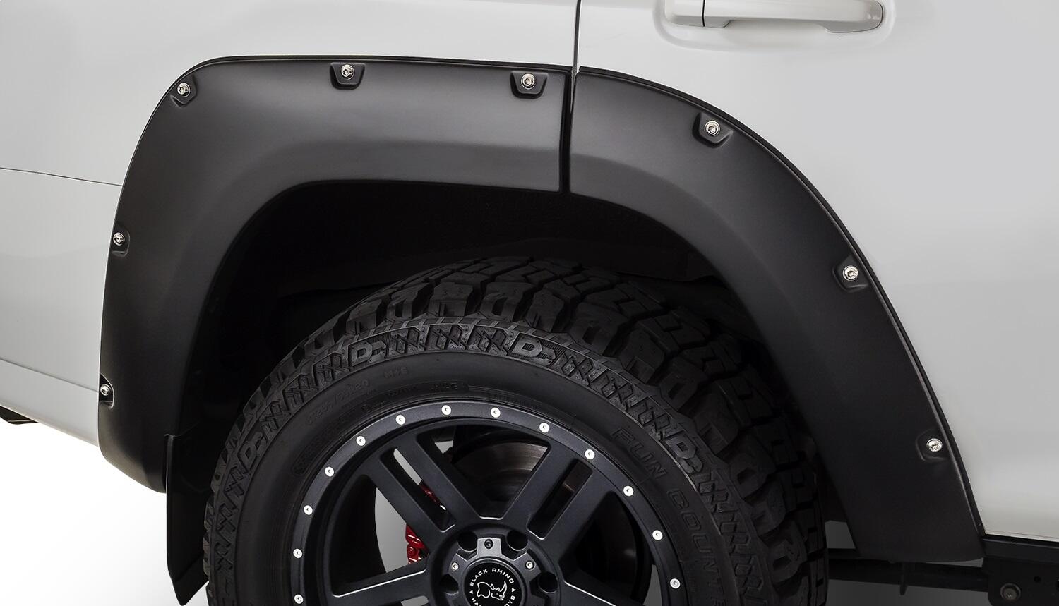 Black Pocket/Rivet Style Smooth Finish 4-Piece Fender Flare Set For 22-26 Toyota Tundra Bushwacker