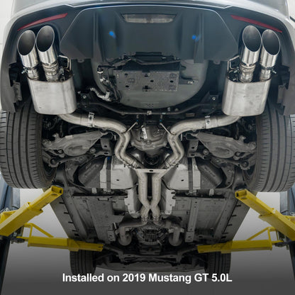 18-23 Ford Mustang GT Cat-Back Active Exhaust-Polished Tubes Pacific Performance Engineering
