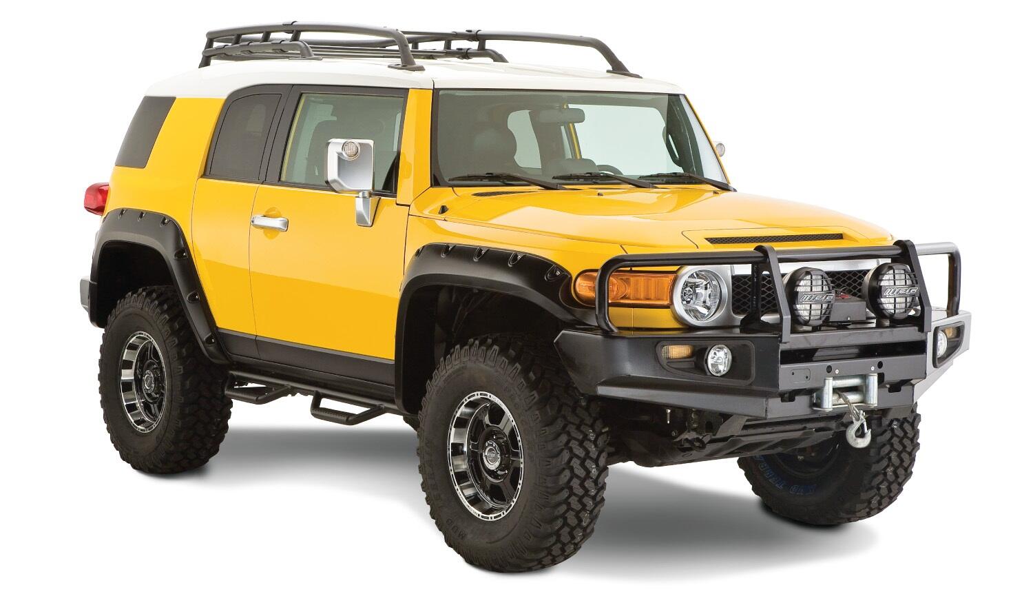 Black Pocket/Rivet Style Smooth Finish 4-Piece Fender Flare Set For 2007-2014 Toyota Fj Cruiser Bushwacker