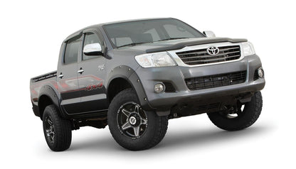 Black Pocket/Rivet Style Smooth Finish 4-Piece Fender Flare Set For 2011-2013 Toyota Hilux Bushwacker
