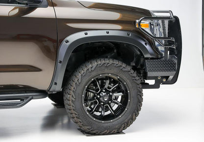 Black Forge Pocket/Rivet Textured Finish 4-Pc Fender Flare Set For 14-21 Toyota Tundra Bushwacker