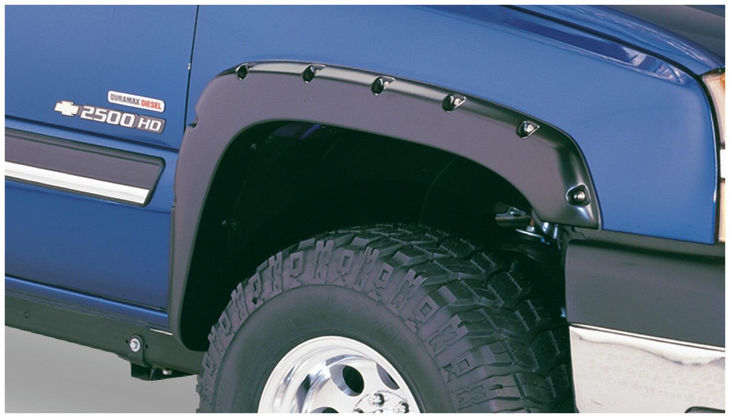 Black Pocket/Rivet Style Smooth Finish Front Fender Flares For 2007-2014 Chevrolet Tahoe (Excludes Ltz) 2007-2013 Avalanche Bushwacker