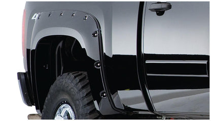 Black Pocket/Rivet Style Smooth Finish Rear Fender Flares For 2007-2013 Chevrolet Silverado 1500 Fits 69.3 Inch Bed Bushwacker