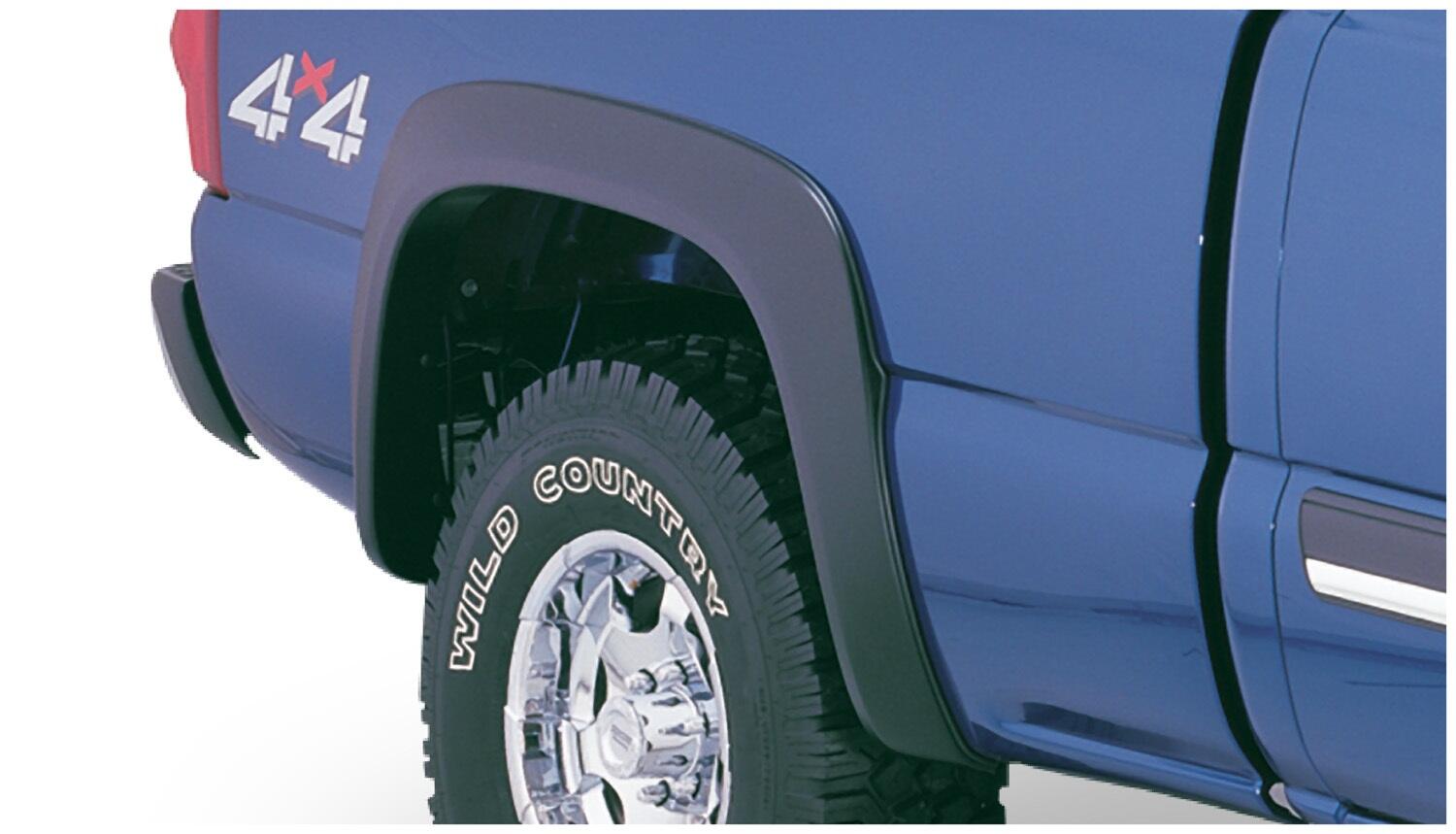 Black Extendafender Style Smooth Finish 4-Piece Fender Flare Set For 99-07 Silverado/Sierra Trucks (Check Application Guide) Bushwacker