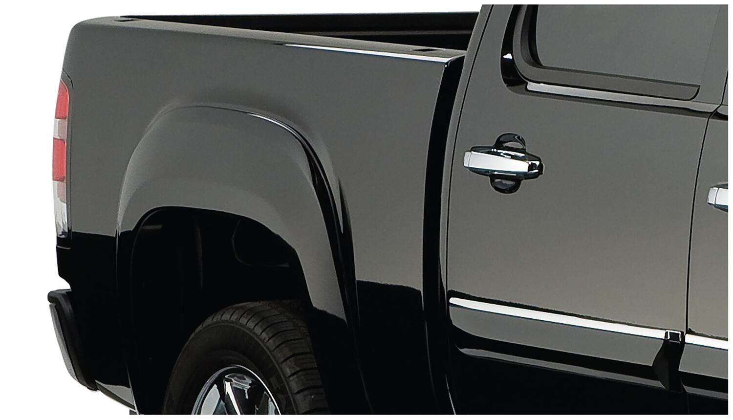 Black OE Style Smooth Finish 4-Piece Fender Flare Set For 2007-2013 Sierra 1500 2007-2014 Sierra 2500 Hd Fits 78, 78.7, 97.6 Inch Bed Bushwacker