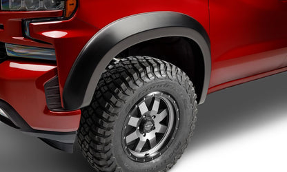 Black Extendafender Style Smooth Finish 4-Piece Fender Flare Set For 19-21 Chevrolet Silverado 1500 2022 Chevrolet Silverado 1500 Ltd Bushwacker