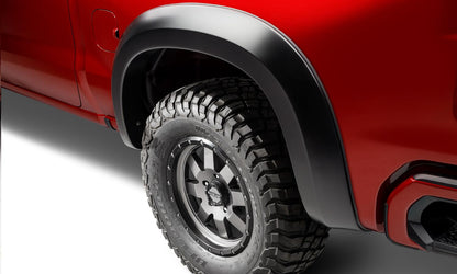 Black Extendafender Style Smooth Finish 4-Piece Fender Flare Set For 19-21 Chevrolet Silverado 1500 2022 Chevrolet Silverado 1500 Ltd Bushwacker