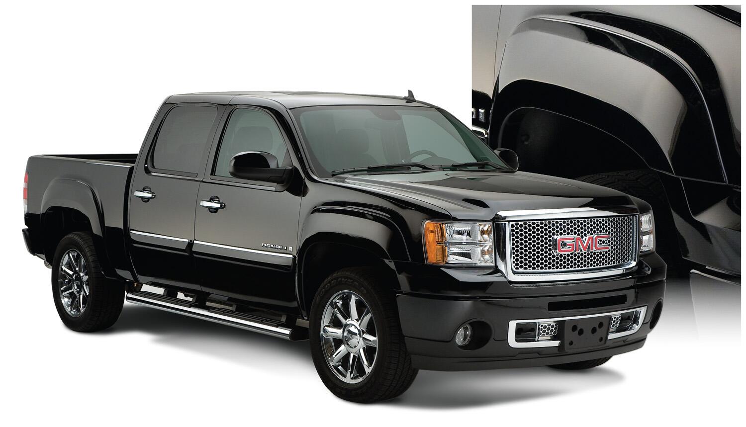 Black OE Style Smooth Finish 4-Piece Fender Flare Set For 2007-2013 GMC Sierra 1500 Fits 69.3 Inch Bed Bushwacker