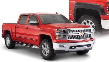 Black Pocket/Rivet Style Smooth Finish 4-Piece Fender Flare Set For 2003-2006 Chevrolet Avalanche W/O Body Cladding Bushwacker