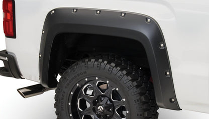 Black Pocket/Rivet Style Smooth Finish 4-Piece Fender Flare Set For 2014-2015 GMC Sierra 1500 Bushwacker