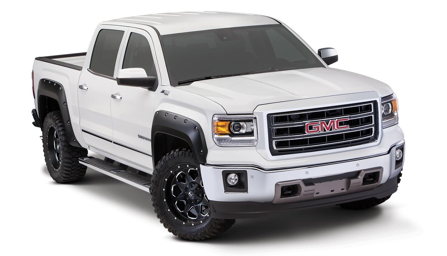 Black Pocket/Rivet Style Smooth Finish 4-Piece Fender Flare Set For 2014-2015 GMC Sierra 1500 Bushwacker