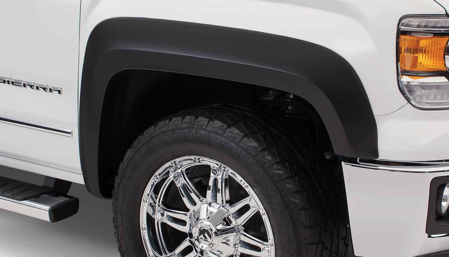 Black Extendafender Style Smooth Finish 4-Piece Fender Flare Set For 2014-2015 GMC Sierra 1500 Fits 69.3 Inch Bed Bushwacker