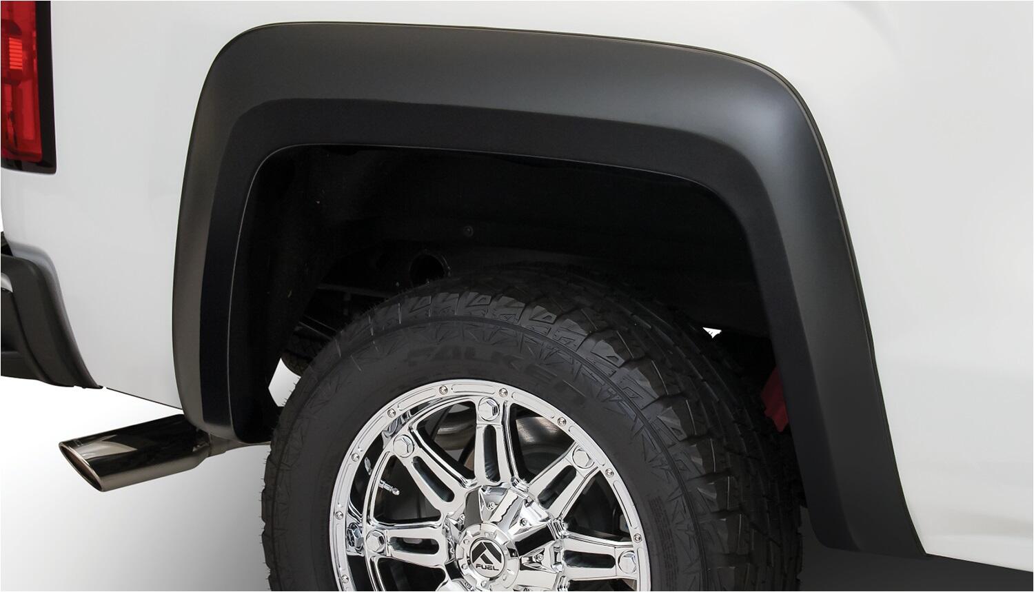 Black Extendafender Style Smooth Finish 4-Piece Fender Flare Set For 2014-2015 GMC Sierra 1500 Fits 69.3 Inch Bed Bushwacker