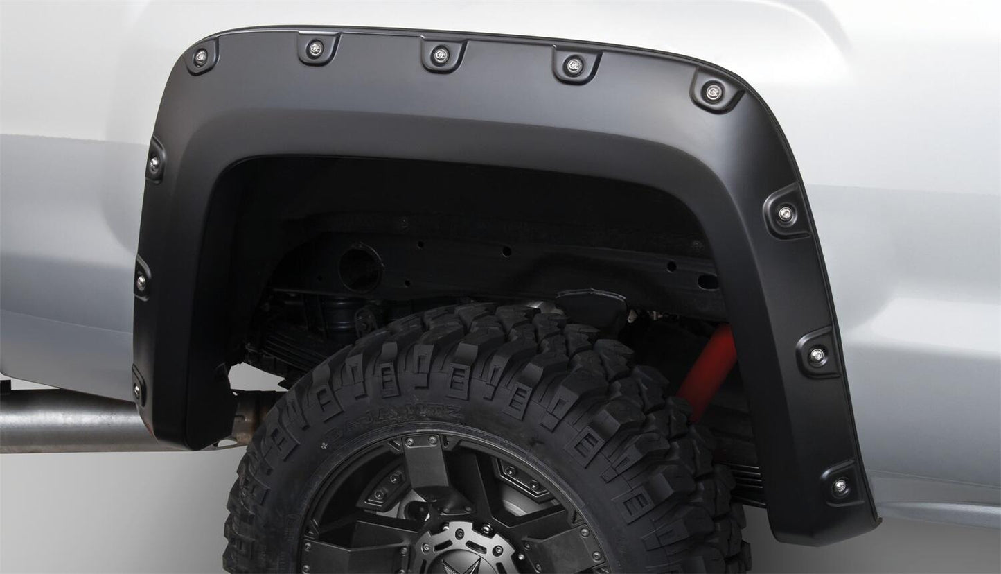 Black Boss Pocket/Rivet Style Smooth Finish 4-Piece Fender Flare Set For 2015-2019 GMC Sierra 2500 Hd/3500 Hd Bushwacker