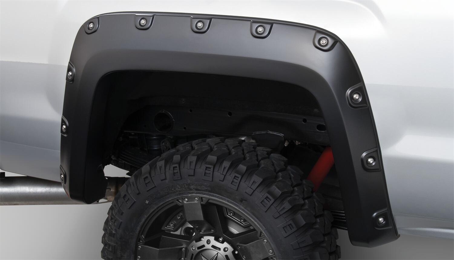 Black Boss Pocket/Rivet Style Smooth Finish 4-Piece Fender Flare Set For 2015-2019 GMC Sierra 2500 Hd/3500 Hd Bushwacker
