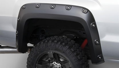 Black Boss Pocket/Rivet Style Smooth Finish 4-Piece Fender Flare Set For 2015-2019 GMC Sierra 2500 Hd/3500 Hd Bushwacker