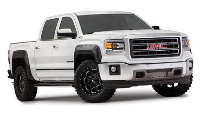 Black Pocket/Rivet Style Smooth Finish 4-Piece Fender Flare Set For 2016-2018 GMC Sierra 1500 (Incl Limited) Fits 69.3 Inch Bed Bushwacker