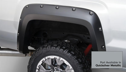 Pocket/Rivet Style Color Matched Quicksilver Metallic 4-Piece Fender Flare Set For 2016-2018 GMC Sierra 1500 Factory Mudflaps Must Be Removed Bushwacker