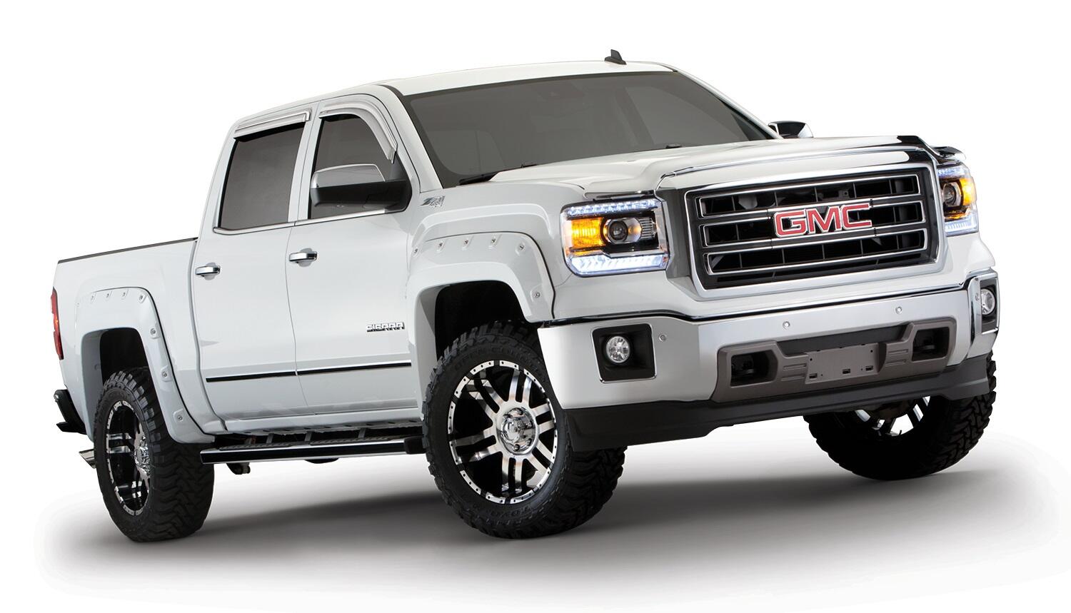 Black Boss Pocket/Rivet Style Smooth Finish 4-Piece Fender Flare Set For 2016-2018 GMC Sierra 1500 Fits 69.3 Inch Bed Bushwacker