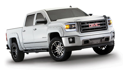 Black Boss Pocket/Rivet Style Smooth Finish 4-Piece Fender Flare Set For 2016-2018 GMC Sierra 1500 Fits 69.3 Inch Bed Bushwacker