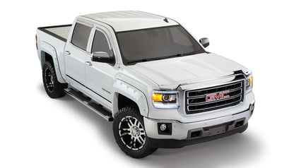Black Boss Pocket/Rivet Style Smooth Finish 4-Piece Fender Flare Set For 2016-2018 GMC Sierra 1500 Fits 69.3 Inch Bed Bushwacker