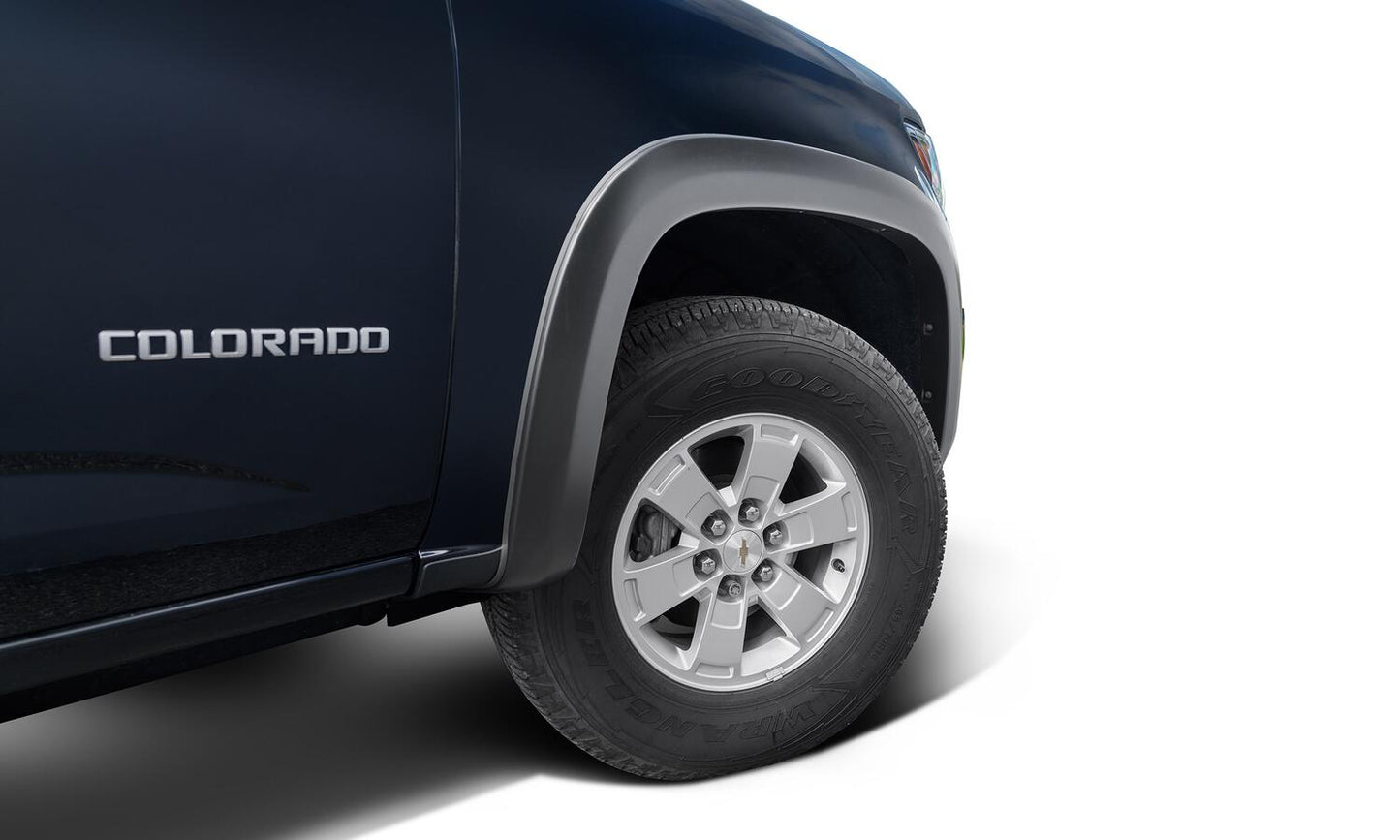 Black OE Style Smooth Finish 4-Piece Fender Flare Set For 2015-2020 Chevrolet Colorado Bushwacker
