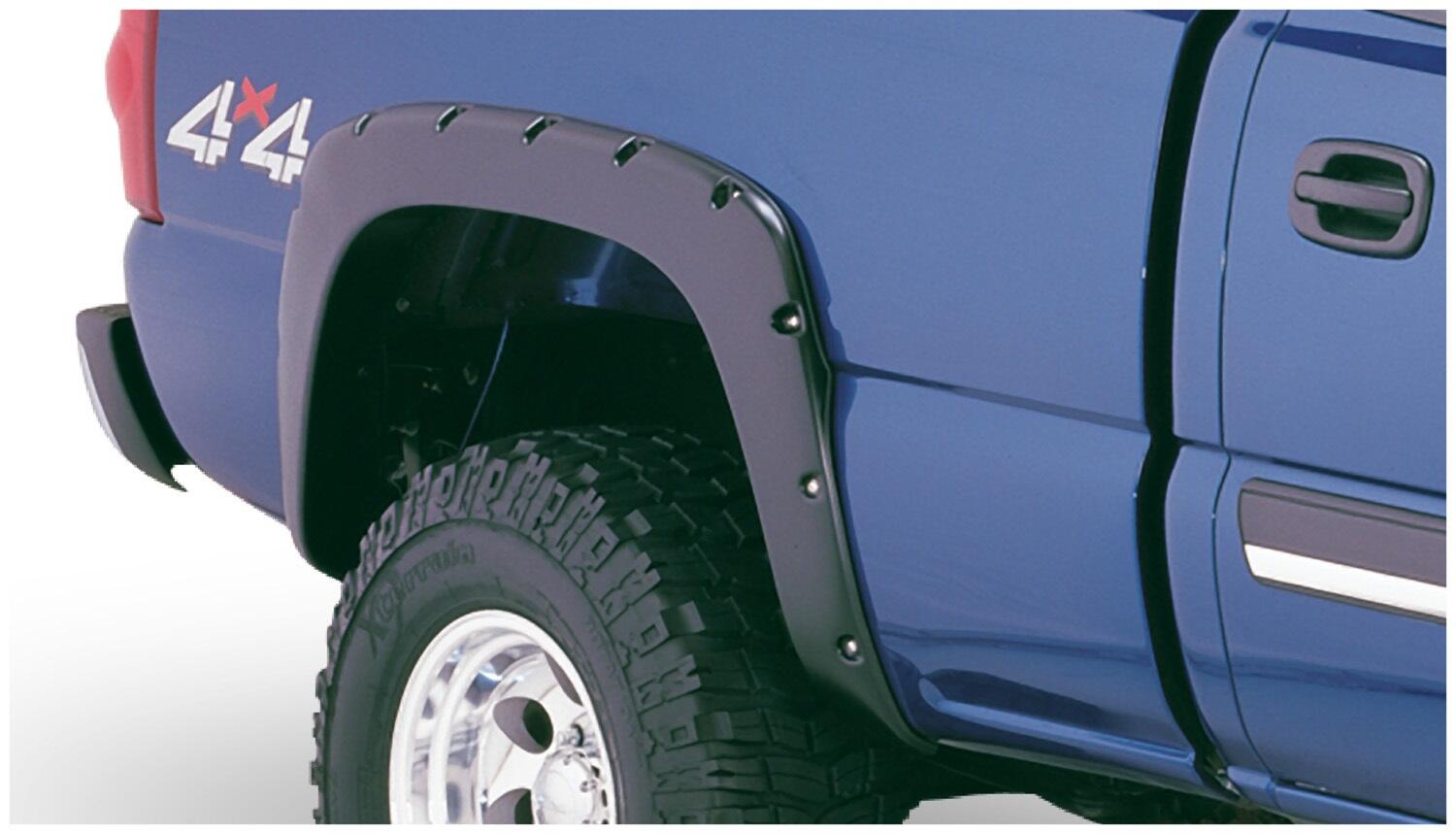 Black Pocket/Rivet Style Smooth Finish 4-Piece Fender Flare Set For 2021-2022 Chevrolet Colorado 74.0 In Bed Bushwacker
