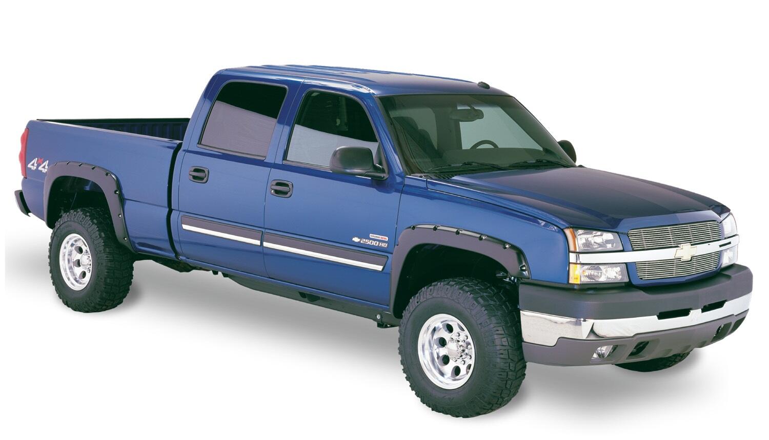 Black Pocket/Rivet Style Smooth Finish 4-Piece Fender Flare Set For 2021-2022 Chevrolet Colorado 74.0 In Bed Bushwacker