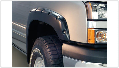 Black Pocket/Rivet Style Smooth Finish 4-Piece Fender Flare Set For 2021-2022 Chevrolet Colorado 74.0 In Bed Bushwacker
