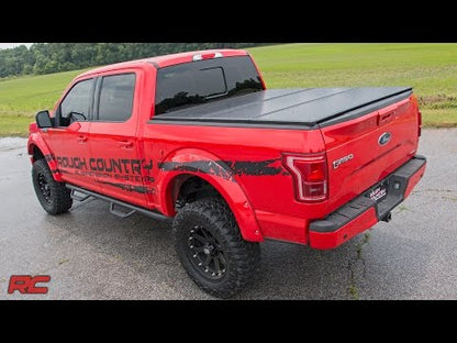 Hard Folding Bed Cover 6.7 Ft Bed 17-21 Ford Super Duty 2WD/4WD Rough Country