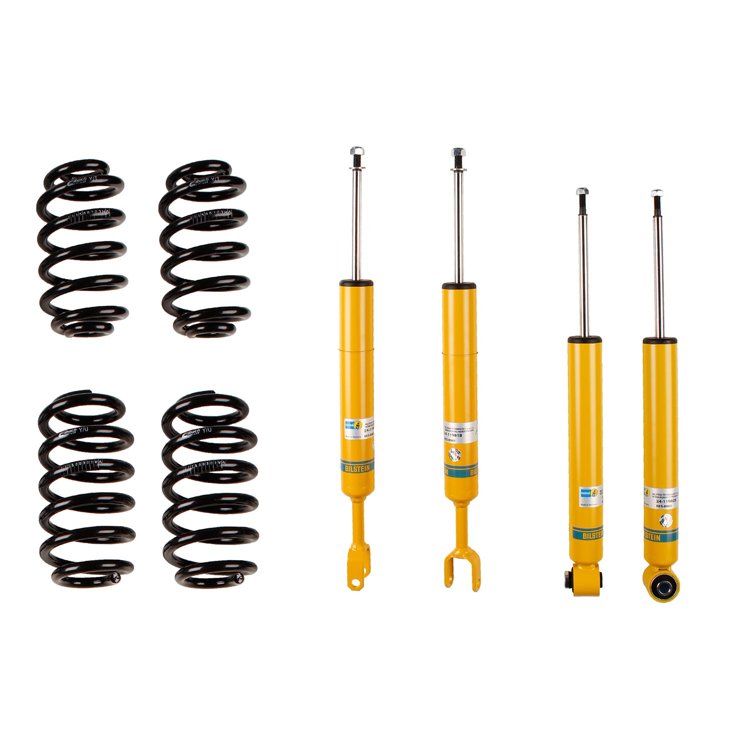 Suspension Kit Audi A4 Quattro 2008-2002 Monotube Front Lowered Height 30mm, up to 1090kg Axle Load Rear Lowered Height 30mm, up to 1130kg Axle Load From Chassis # 8E-2-400001 B12 (Pro-Kit) Bilstein