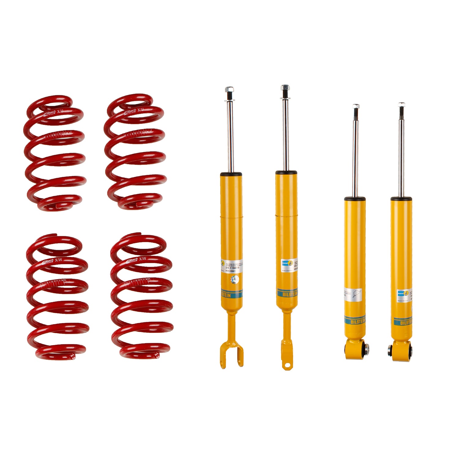 Suspension Kit Audi A4 2008-2002 Monotube Front Lowered Height 45-50mm, up to 1090kg Axle Load Rear Lowered Height 35-40mm, up to 1035kg Axle Load From Chassis # 8E-2-400001 B12 (Sportline) Bilstein