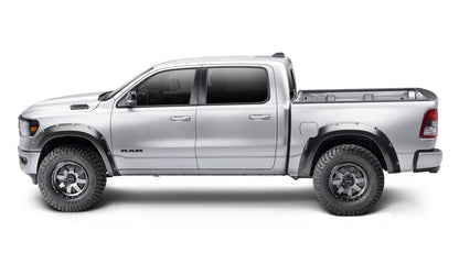 Black Pocket/Rivet Style Smooth Finish Front Fender Flares For 2019-2022 Ram 1500 Will Not Fit Rebel And Trx Models Bushwacker