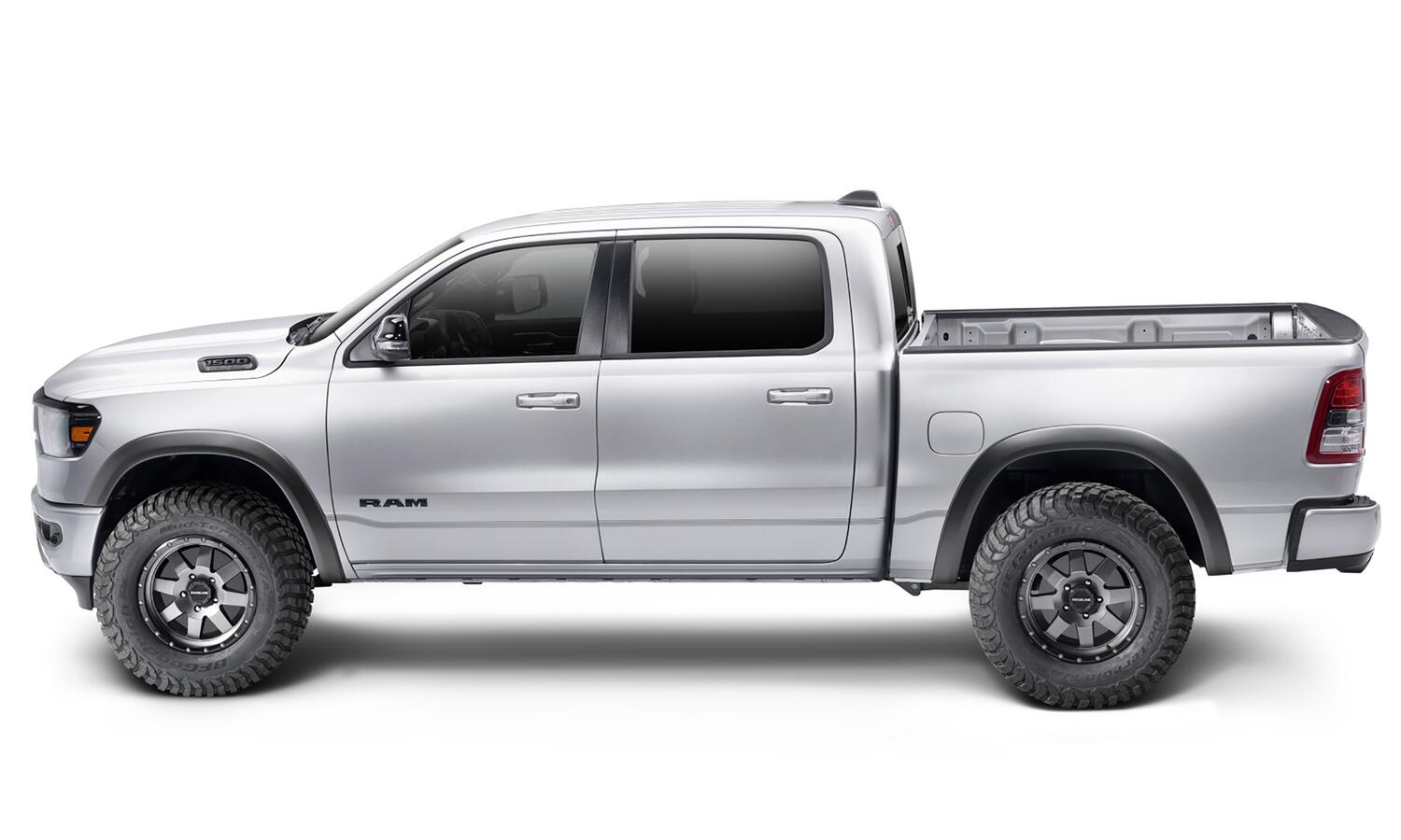 Black Extendafender Style Smooth Finish Rear Fender Flares For 2019-2022 Ram 1500 Will Not Fit Rebel And Trx Models Bushwacker