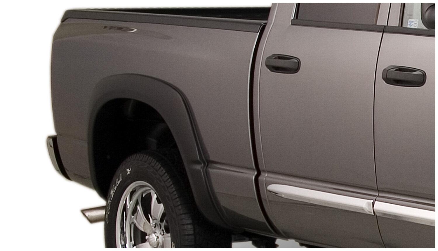 Black OE Style Smooth Finish 4-Piece Fender Flare Set For 2002-2008 Dodge Ram 1500 2003-2009 Ram 2500, 3500 Fits 97.9/98.3 Inch Bed Bushwacker