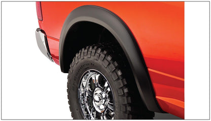 Black Extendafender Style Smooth Finish 4-Piece Fender Flare Set For 2006-2008 Dodge Ram 1500 2006-2009 Ram 2500, 3500 Fits 97.9/98.3 Inch Bed Bushwacker