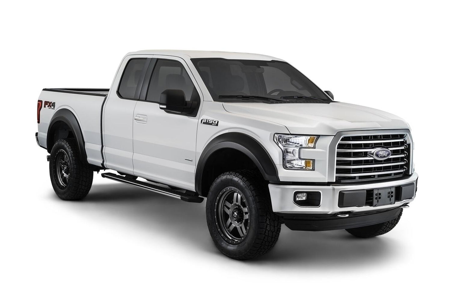 Black Extendafender Style Smooth Finish 4-Piece Fender Flare Set For 2009-2018 Dodge Ram 1500 (Excludes R/T/Rebel) 2019-2022 Ram 1500 Classic (Excludes Rebel Models) Bushwacker