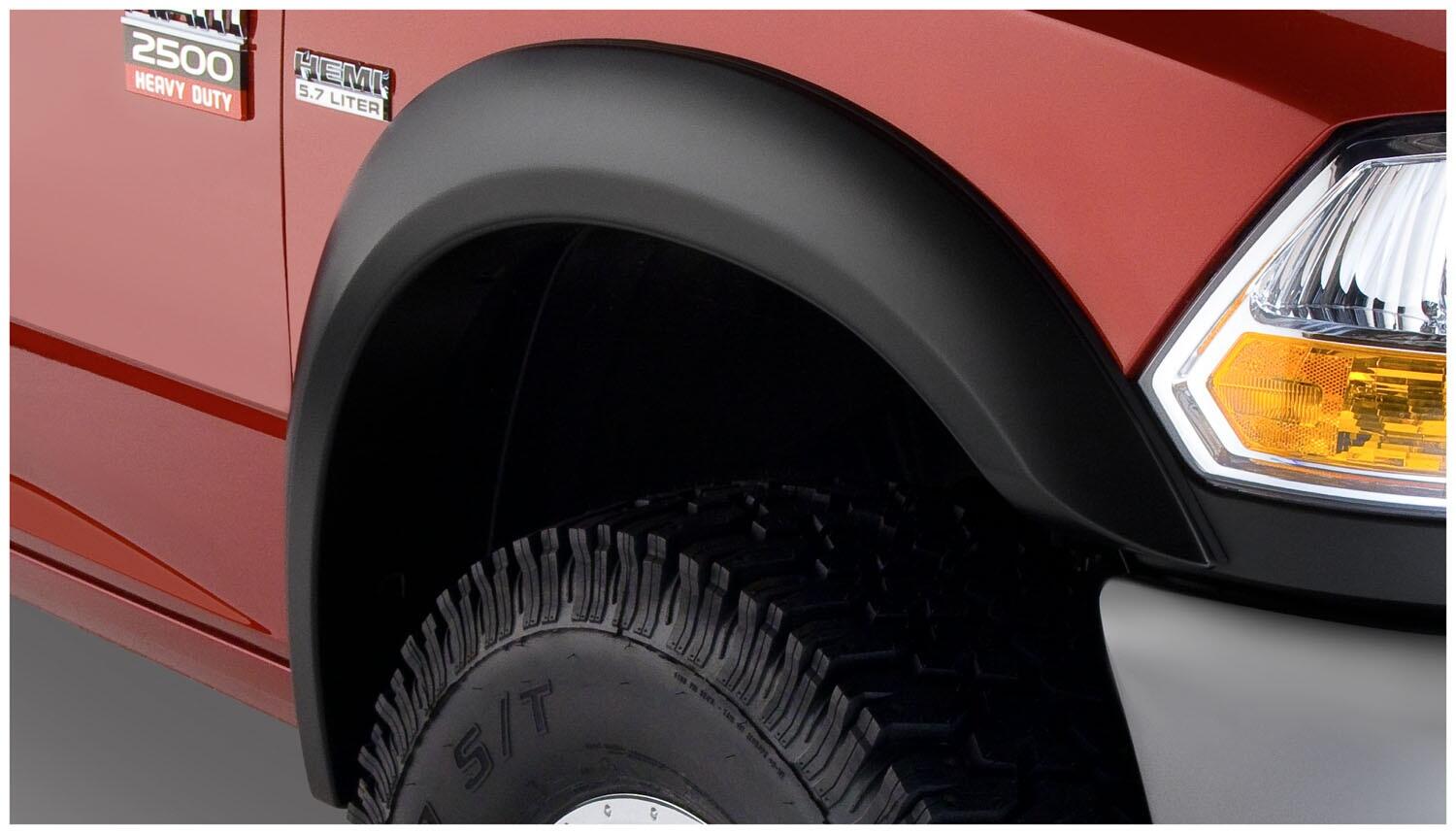 Black Extendafender Style Smooth Finish 4-Piece Fender Flare Set For 2010-2018 Dodge Ram 2500/3500 (Includes Dually) Bushwacker