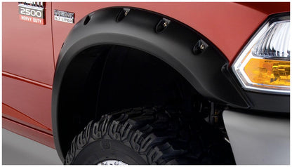 Black Pocket/Rivet Style Smooth Finish 4-Piece Fender Flare Set For 2010-2018 Dodge Ram 2500, 3500 Bushwacker