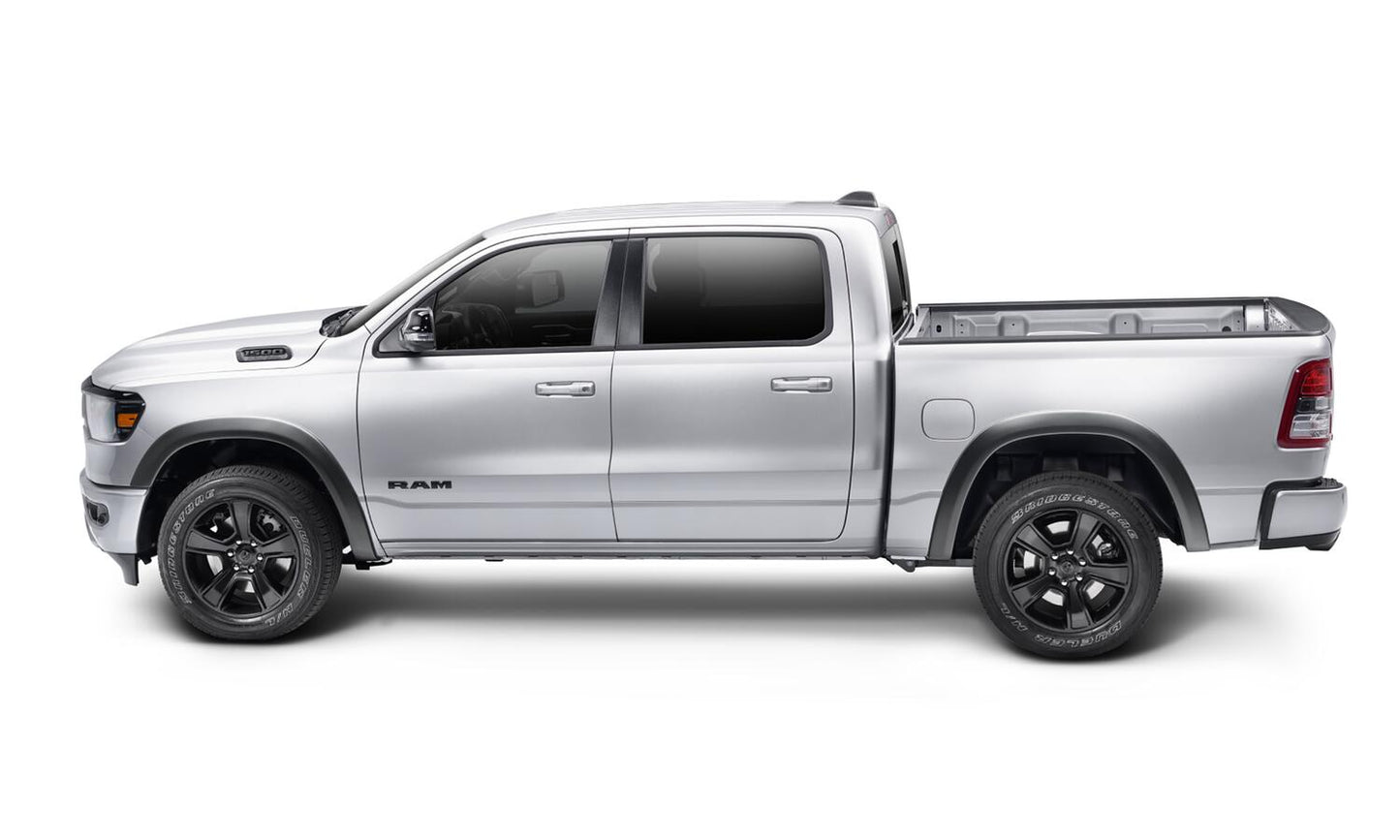Black OE Style Smooth Finish 4-Piece Fender Flare Set For 2019-2022 Ram 1500 Will Not Fit Rebel And Trx Models Bushwacker