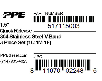 1.5 Inch V Band 3 Pc Set Ssc/Ssf 1C 1M 1F QR PPE Diesel