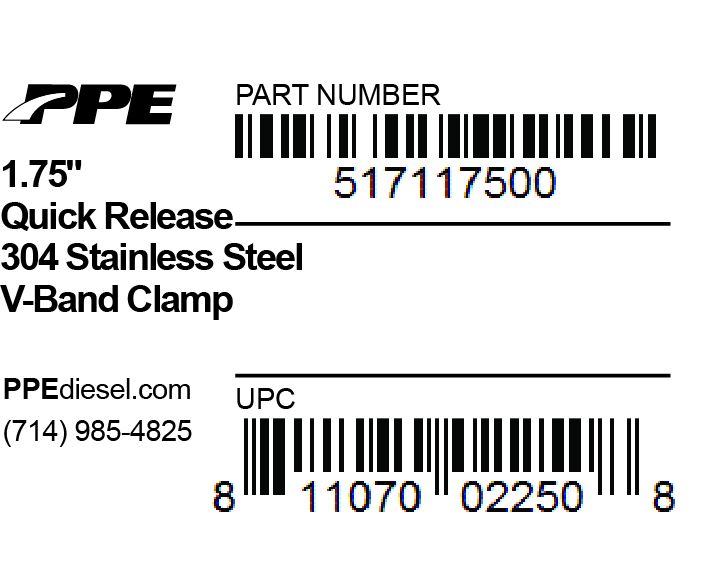 1.75 Inch V Band Clamp Stainless Steel Quick Release PPE Diesel