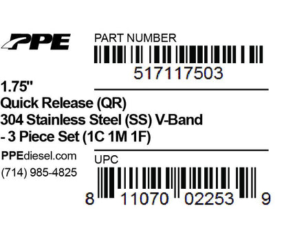 1.75 Inch V Band 3 Pc Set Ssc/Ssf 1C1M1F QR PPE Diesel