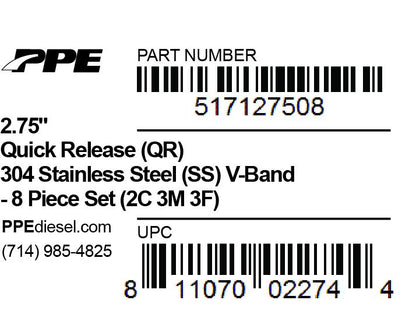 2.75 Inch V Band 8 Piece Set 2C 3M 3F QR PPE Diesel